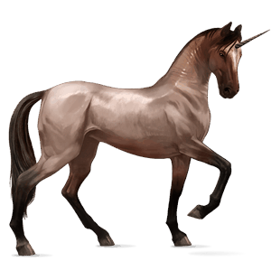 jezdecký jednorožec achaltekinský kůň tmavý hnědák