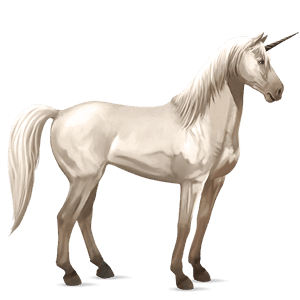 jezdecký jednorožec mustang cremello