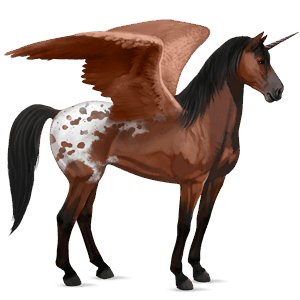 okřídlený jezdecký jednorožec mustang Červený bělouš