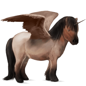 okřídlený poníkorožec  shetlandský pony hnědý bělouš