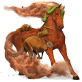 okřídlený tažný jednorožec drum horse hnědák